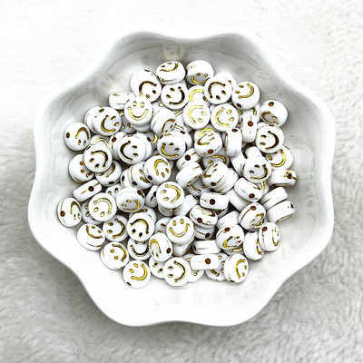 ΝΕΑ 100-400 τμχ 7x4mm Οβάλ Σχήμα χαμογελαστό Πρόσωπο Ακρυλικές Χαλαρές Χάντρες για Κοσμήματα που Κατασκευάζουν DIY Χειροποίητα Αξεσουάρ Βραχιόλι