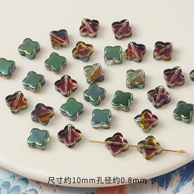 20 τμχ/παρτίδα Τετράφυλλο Τριφύλλι 10mm Αναμειγνύοντας Χρώμα Γυαλί Χαλαρές Χάντρες Γούρια για DIY Σκουλαρίκια/κολιέ/Αξεσουάρ κοσμημάτων