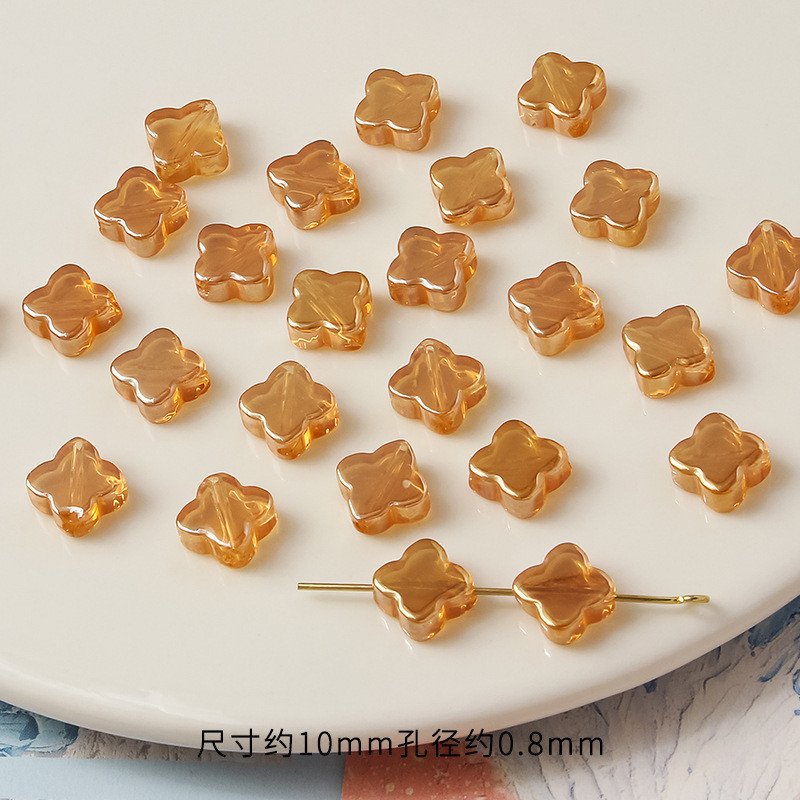 20 τμχ/παρτίδα Τετράφυλλο Τριφύλλι 10mm Αναμειγνύοντας Χρώμα Γυαλί Χαλαρές Χάντρες Γούρια για DIY Σκουλαρίκια/κολιέ/Αξεσουάρ κοσμημάτων