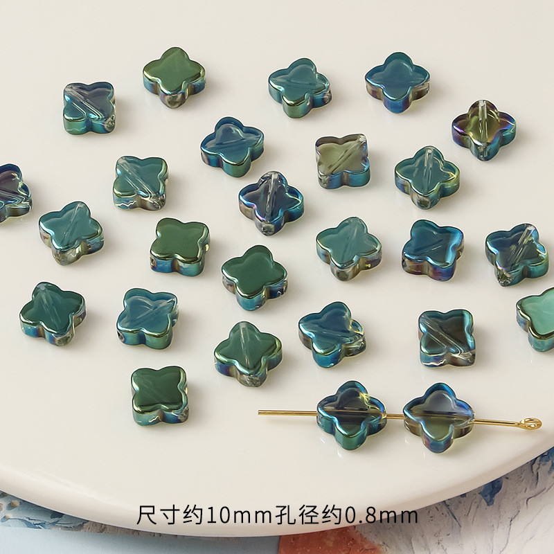 20 τμχ/παρτίδα Τετράφυλλο Τριφύλλι 10mm Αναμειγνύοντας Χρώμα Γυαλί Χαλαρές Χάντρες Γούρια για DIY Σκουλαρίκια/κολιέ/Αξεσουάρ κοσμημάτων