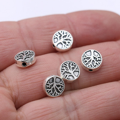 20 tk Tiibeti hõbetatud elupuu lahtised vahehelmed ehete valmistamiseks käevõru DIY tarvikud käsitöö 9 mm