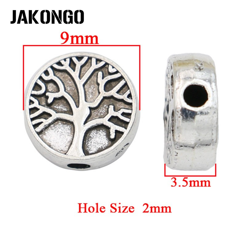 20 tk Tiibeti hõbetatud elupuu lahtised vahehelmed ehete valmistamiseks käevõru DIY tarvikud käsitöö 9 mm