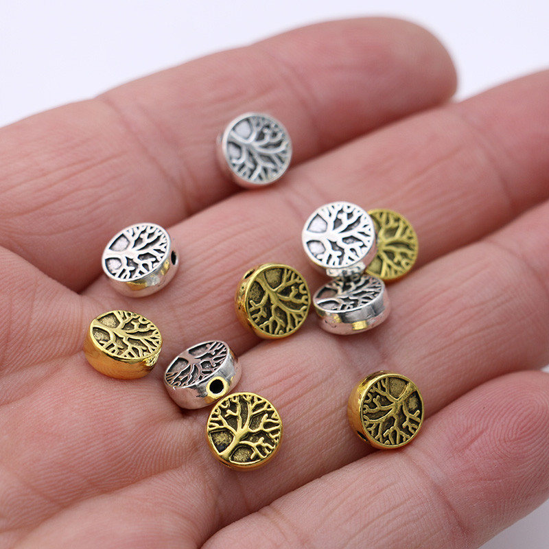 20 tk Tiibeti hõbetatud elupuu lahtised vahehelmed ehete valmistamiseks käevõru DIY tarvikud käsitöö 9 mm