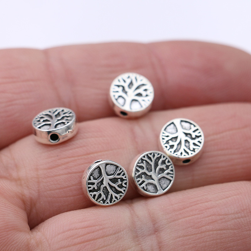 20 tk Tiibeti hõbetatud elupuu lahtised vahehelmed ehete valmistamiseks käevõru DIY tarvikud käsitöö 9 mm