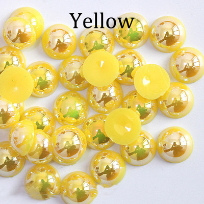 2/3/4/5/6/8/10/12/14 MM akrüül-ABS-helmed, pärli imitatsioon, poolümarad lameda seljaga AB värvid ehete valmistamise tarvikud.