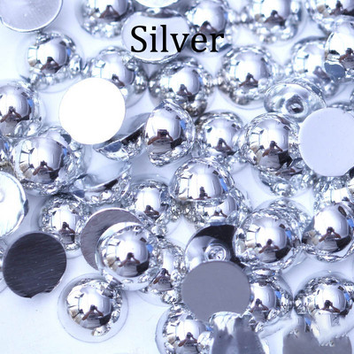 2/3/4/5/6/8/10/12/14 MM akrüül-ABS-helmed, pärli imitatsioon, poolümarad lameda seljaga AB värvid ehete valmistamise tarvikud.