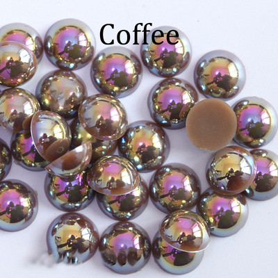 2/3/4/5/6/8/10/12/14 MM akrüül-ABS-helmed, pärli imitatsioon, poolümarad lameda seljaga AB värvid ehete valmistamise tarvikud.