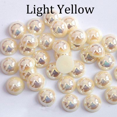 2/3/4/5/6/8/10/12/14 MM akrüül-ABS-helmed, pärli imitatsioon, poolümarad lameda seljaga AB värvid ehete valmistamise tarvikud.