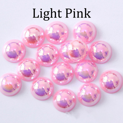 2/3/4/5/6/8/10/12/14 MM akrüül-ABS-helmed, pärli imitatsioon, poolümarad lameda seljaga AB värvid ehete valmistamise tarvikud.