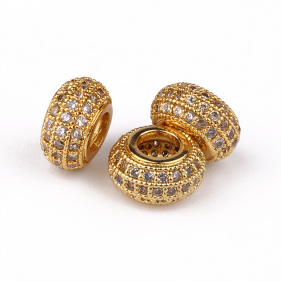 3 tk Micro Pave tsirkooniumoksiidi helmed ümmarguse geomeetriaga metallist kuubikujulised tsirkoonhelmed meisterdamiseks käevõru kaelakee disainiga ehete käsitöö tegemiseks