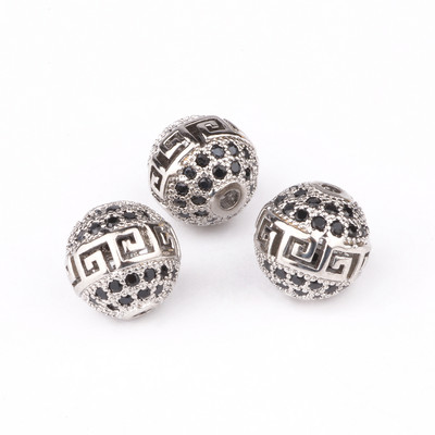 3 tk Micro Pave tsirkooniumoksiidi helmed ümmarguse geomeetriaga metallist kuubikujulised tsirkoonhelmed meisterdamiseks käevõru kaelakee disainiga ehete käsitöö tegemiseks