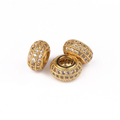 3 tk Micro Pave tsirkooniumoksiidi helmed ümmarguse geomeetriaga metallist kuubikujulised tsirkoonhelmed meisterdamiseks käevõru kaelakee disainiga ehete käsitöö tegemiseks