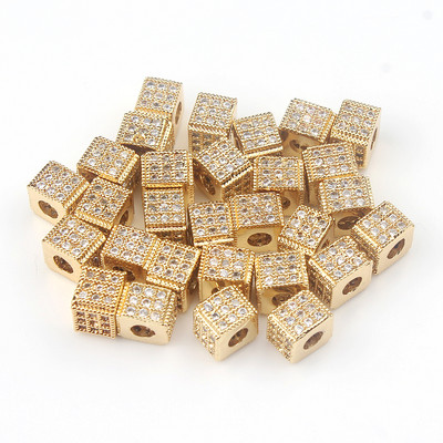 3 tk Micro Pave tsirkooniumoksiidi helmed ümmarguse geomeetriaga metallist kuubikujulised tsirkoonhelmed meisterdamiseks käevõru kaelakee disainiga ehete käsitöö tegemiseks