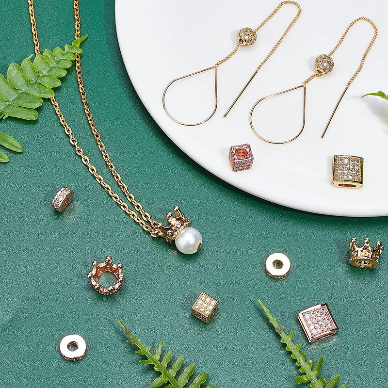 3 tk Micro Pave tsirkooniumoksiidi helmed ümmarguse geomeetriaga metallist kuubikujulised tsirkoonhelmed meisterdamiseks käevõru kaelakee disainiga ehete käsitöö tegemiseks