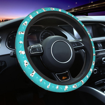 Bull Terrier Cățeluș Husă Volan Mașină 38cm Moale Drăguț Desene Animat Protector Auto Volan Accesorii Volan