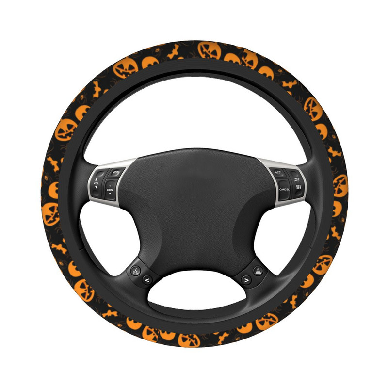 38 cm automobilio vairo dangtelis Helovinas moliūgų kaukolė Animacinių filmų pynė ant vairo dangtelio Automatiniai vairo priedai