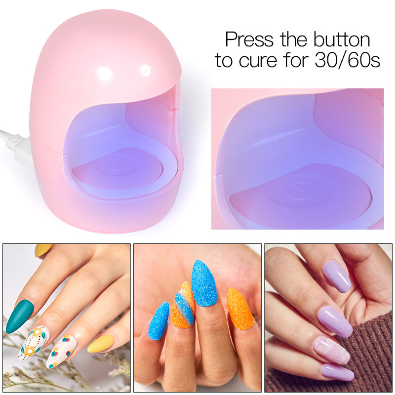 1 бр. USB сушилня за нокти 6W UV LED лампа Nail Art Инструменти за маникюр Дизайн с форма на розово яйце 30S Бързо съхнещо втвърдяване за гел лак за нокти