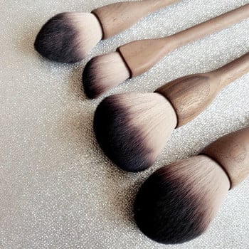 Νέο 1 τεμ. European Vintage Wood Handle Brush Makeup High Quality Walnut Loose Powder Blush Foundation Super soft brush contour