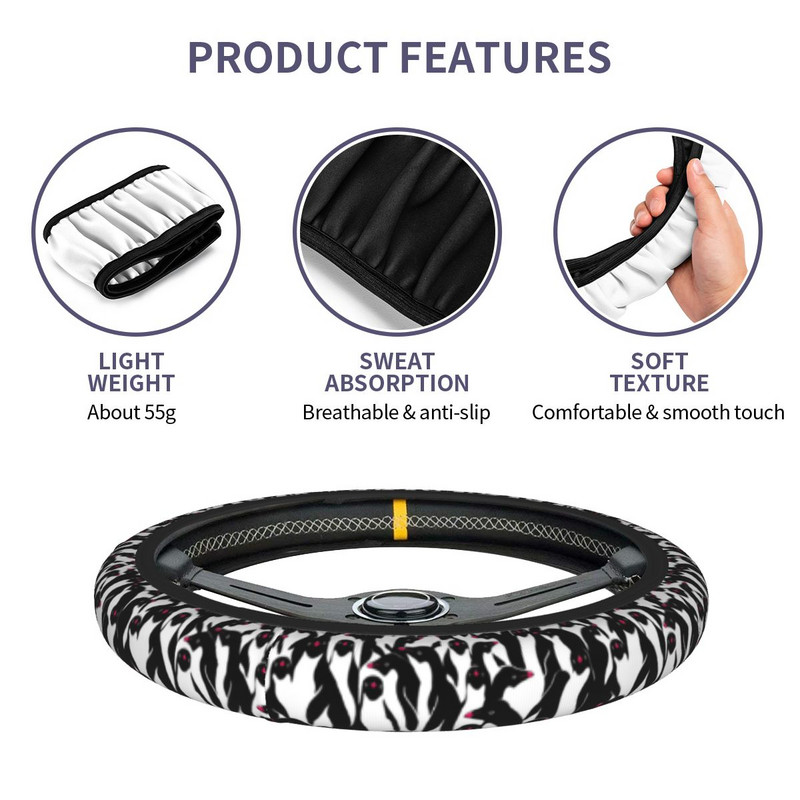 38 cm vairo dangteliai Kawaii Penguin animacinių filmų gyvūnų pynė ant vairo dangtelio Auto Decor vairo priedai