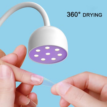 BAQN Mini Lotus Λάμπα LED για Νύχια Φορητό USB Επιτραπέζιο Φως φόρτισης 24W Μονό Δάχτυλο Μηχάνημα Μανικιούρ για στεγνωτήριο νυχιών