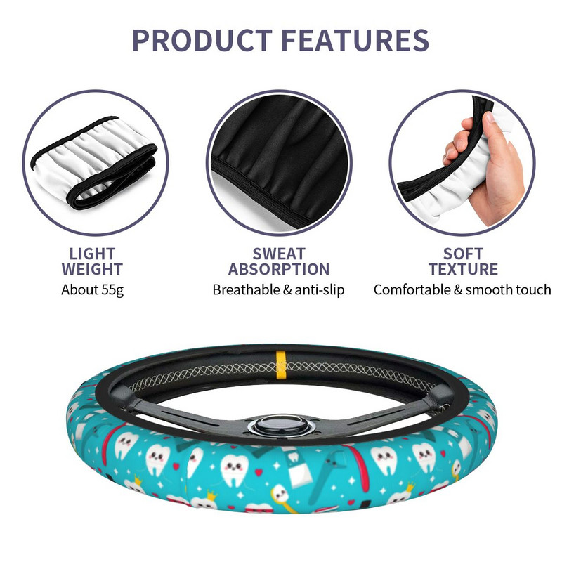 Navlaka za upravljač automobila sa slatkim zubima 37-38 Protuklizna Kawaii zaštita za automatski upravljač Dodaci za upravljač u stilu automobila