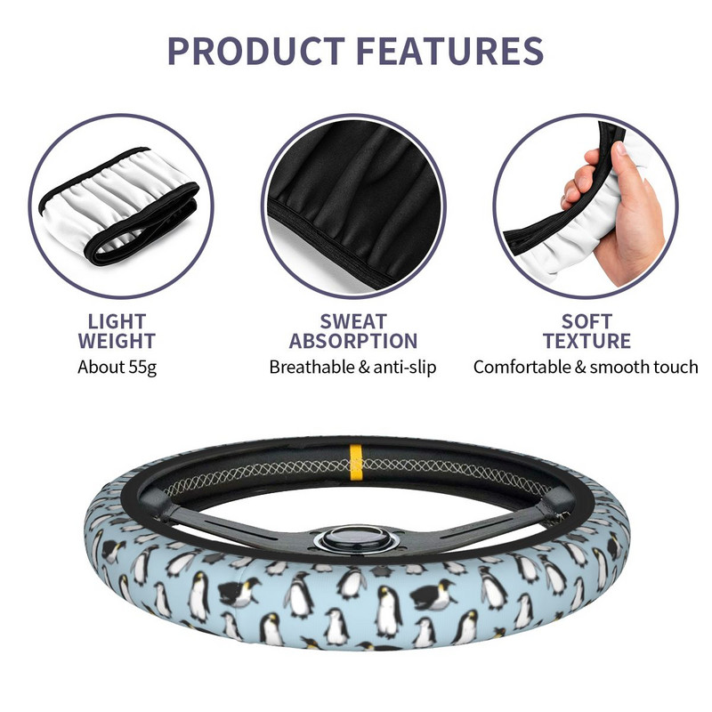 Slatki crtani pingvin, životinja, navlaka za volan automobila Elastična zaštita za auto volan Auto dekoracija Dodaci za interijer