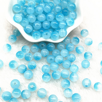 50 τμχ 8mm Διπλό Χρώμα Ζελέ Αποτέλεσμα Στρογγυλές Ακρυλικές Χάντρες Loose Spacer Beads Pattern for Jewelry Making DIY κολιέ