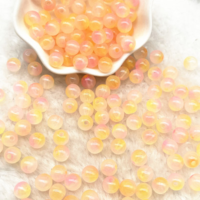 50 τμχ 8mm Διπλό Χρώμα Ζελέ Αποτέλεσμα Στρογγυλές Ακρυλικές Χάντρες Loose Spacer Beads Pattern for Jewelry Making DIY κολιέ