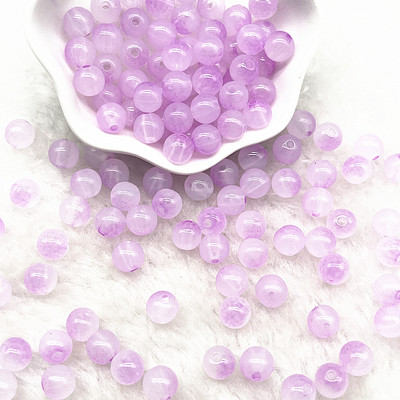 50 τμχ 8mm Διπλό Χρώμα Ζελέ Αποτέλεσμα Στρογγυλές Ακρυλικές Χάντρες Loose Spacer Beads Pattern for Jewelry Making DIY κολιέ