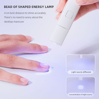 Преносима мини лампа за сушене на нокти UV LED лампа за нокти за втвърдяване на всички гел лампи за нокти Бързосъхнеща USB инструмент за ноктопластика Подарък Употреба за домашно пътуване