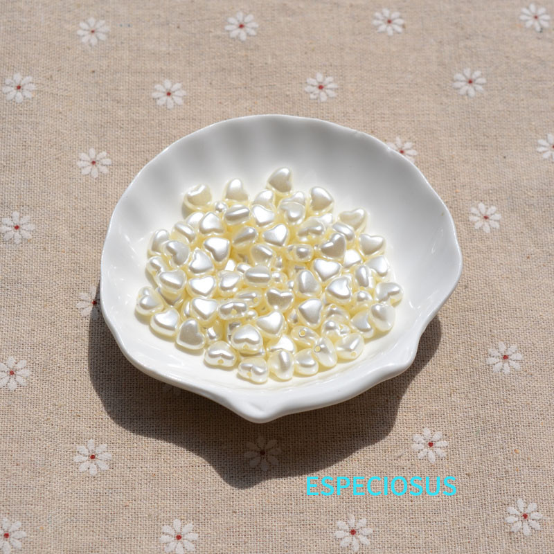 Beeži värvi südamekujuline vahetükk 9 mm armsad ABS-pärlihelmed käevõrude valmistamise osakondade jaoks Moeehte valmistamise tarvikud