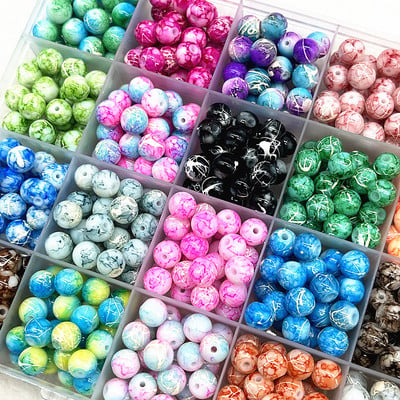 Nove okrugle staklene perle s uzorkom od 4/6/8/10 mm, labave razmaknice za izradu nakita, pribor za ogrlicu, narukvice DIY