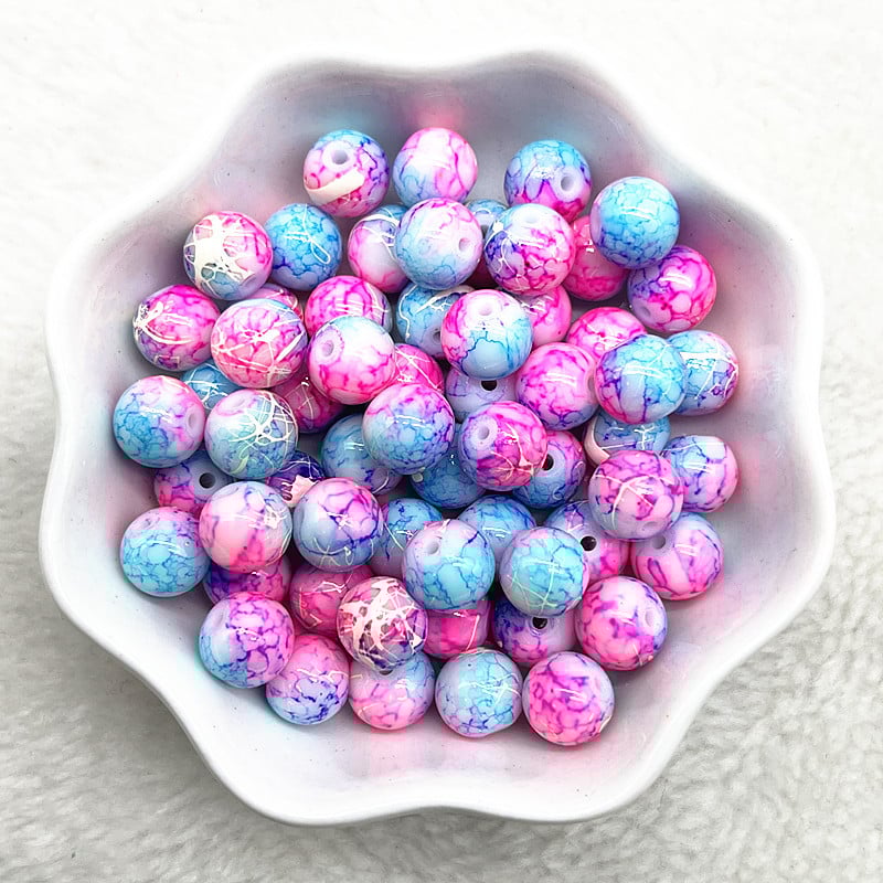 Nove okrugle staklene perle s uzorkom od 4/6/8/10 mm, labave razmaknice za izradu nakita, pribor za ogrlicu, narukvice DIY