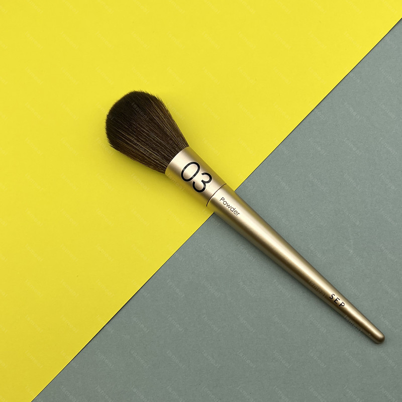 Rugsėjo kolekcijos pudros makiažo šepetėlis – didelis birios pudros šepetėlis, bronzinis didelis pudros šepetėlis, apvalus glotnus švelnus plaukų makiažo šepetėlis