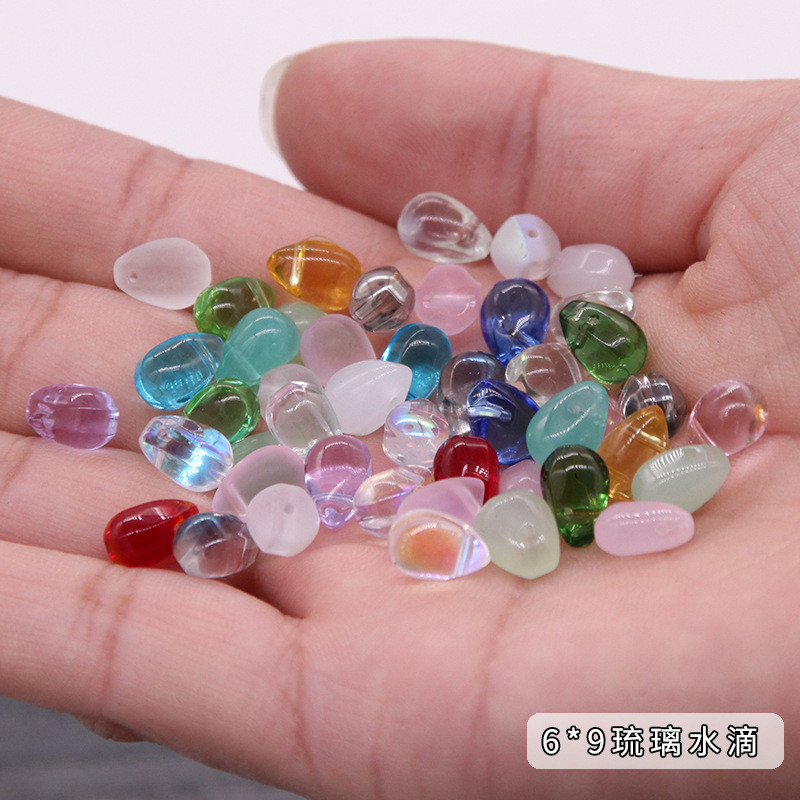 30 kom/lot 6*9 mm staklene perle u obliku kapi vode, raznobojne staklene perle s privjeskom u obliku kapljice za DIY ogrlicu, pribor za nakit