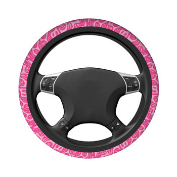 37-38 Калъфи за автомобилни волани Ярко розово разтопено усмихнато лице Универсална естетична автодекорация Подходящи автоаксесоари
