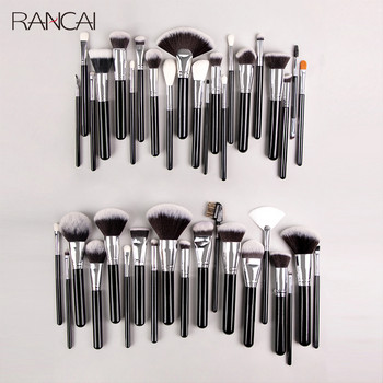 RANCAI 1 БР. Черен комплект четки за професионален грим Мека пудра с естествени влакна Смесване на фон дьо тен за вежди Четка за грим
