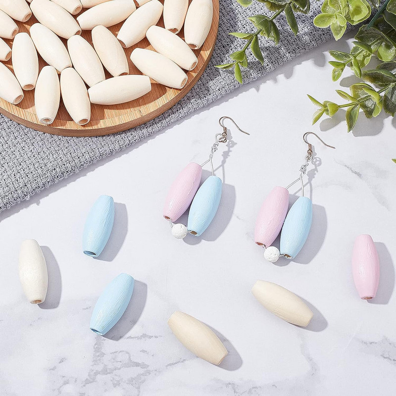 50 bucăți 20x10mm orificiu drept oval nefinisat din lemn natural margele distanțiere artizanat pentru casă decorativă DIY bijuterii colier brățară