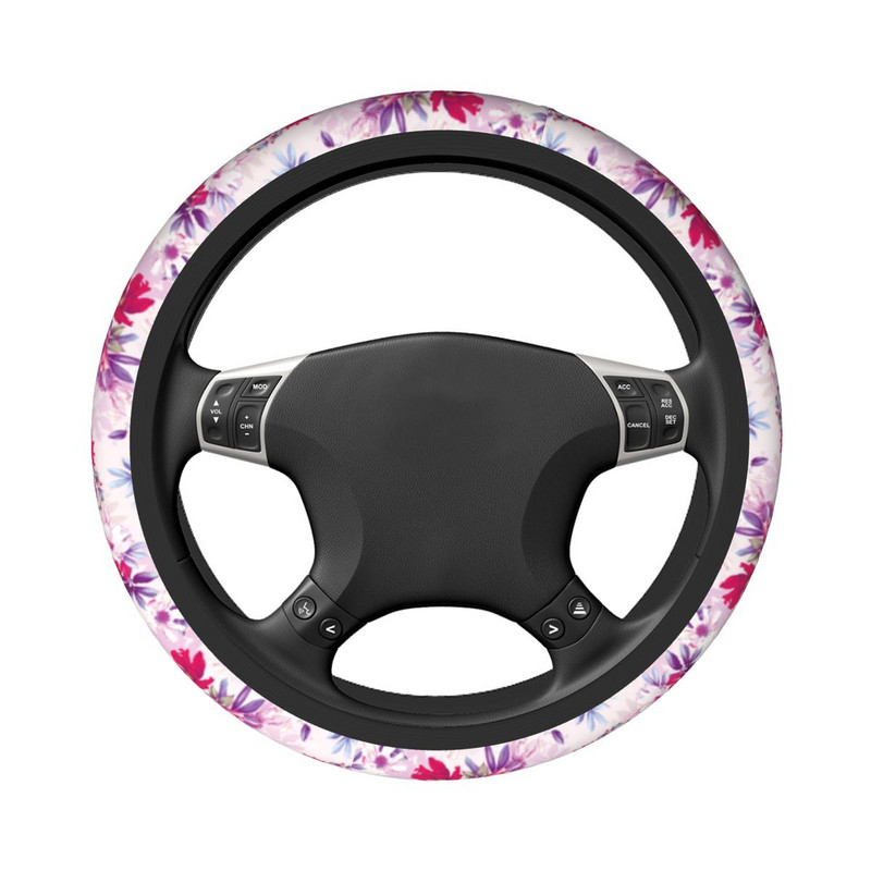 Gėlėtas kaukolės automobilio vairo dangtelis 37-38 vintage peony vairo apsauginis dangtelis Auto vairo priedai