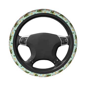 Динозавър Сладък автомобилен капак за волан 37-38 Противоплъзгащ се карикатура на животни Автоматичен протектор за волан Elastische Car-styling