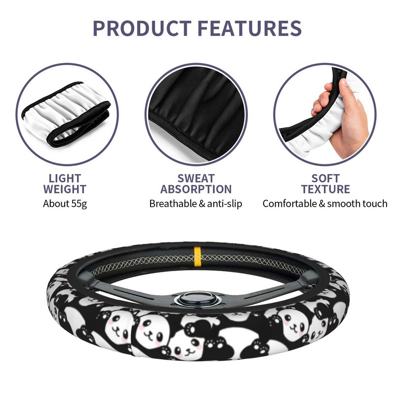 Armas Panda Cartoon auto rooli kate 38 cm Armas loomade rooliratta kaitsekate Auto stiiliga interjööri tarvikud