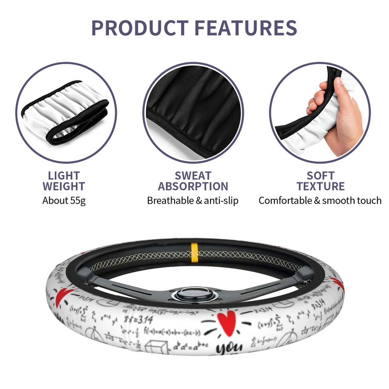 „Love You So Math“ automobilio vairo dangtis 37–38 neslystantis paslaptingos lygtys Spalvingi automobilių stiliaus automobilių priedai