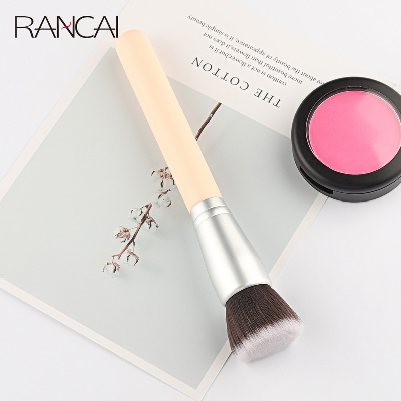 RANCAI 1 tk Roosad meigipintslid Flat Top Foundation Concealer Brush Large Face Repair Contour for Liquid Cream Powder Tool
