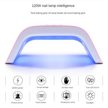 Лампа за нокти 120 W интелигентна сензорна сушилня за нокти UV лампа за фототерапия за нокти Нечерна ръка