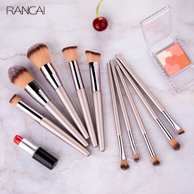 RANCAI 1gab šampanieša aplauzuma otiņas komplekts Make Up Brush skaistumkopšanas rīks kosmētiskajam tonālajam krēmam, pūderis vaigu sārtums acu ēnas Kabuki Blendin