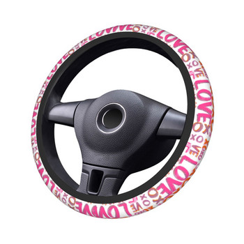 Κάλυμμα τιμονιού αυτοκινήτου 38 cm XOXO LOVE Universal Preppy Pink Πολύχρωμα αξεσουάρ τιμονιού σε στυλ αυτοκινήτου