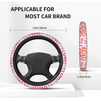 Κάλυμμα τιμονιού αυτοκινήτου 38 cm XOXO LOVE Universal Preppy Pink Πολύχρωμα αξεσουάρ τιμονιού σε στυλ αυτοκινήτου