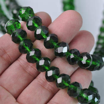Rondelle Faceted Czech Crystal Glass Βαθύ Πράσινο Χρώμα 3mm 4mm 6mm 8mm 10mm 12mm Loose Spacer Beads for Jewelry Making DIY