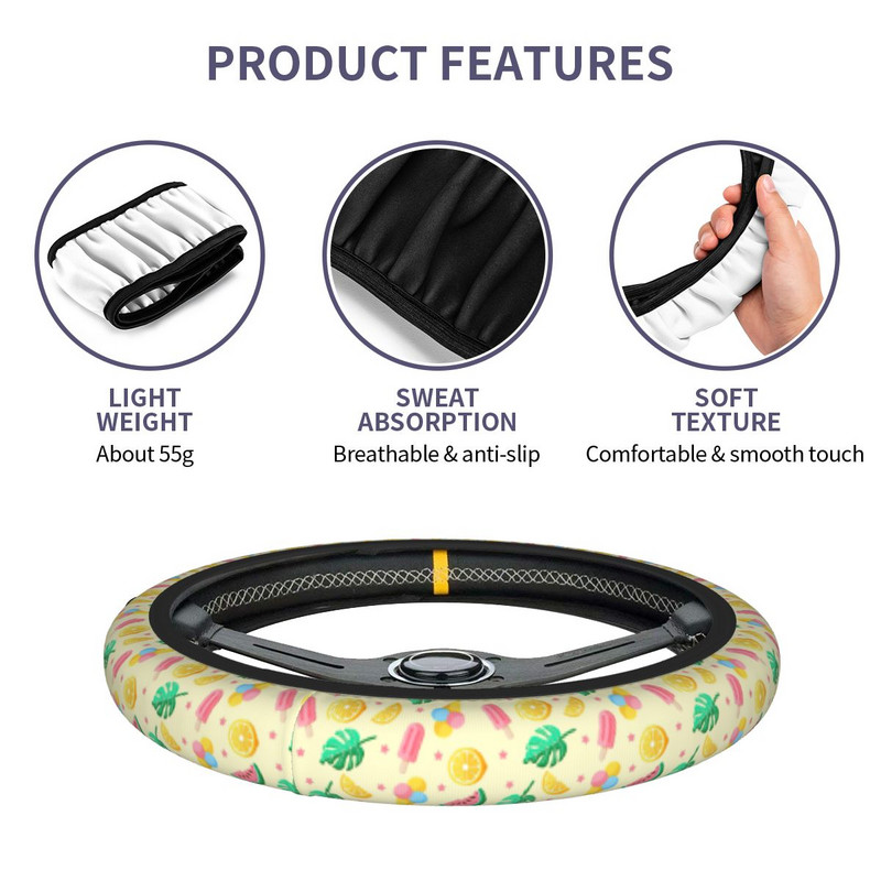 Fruit Lemon auto rooliratta kate libisemisvastane kollane suvine rooliratta kaitsekate Auto rooliratta tarvikud