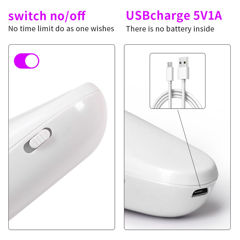 DUNFULI ručna UV LED lampa za nokte Fototerapija Alati za manikuru Oprema za sušenje noktiju Nail Art za nokte Sušenje gel laka